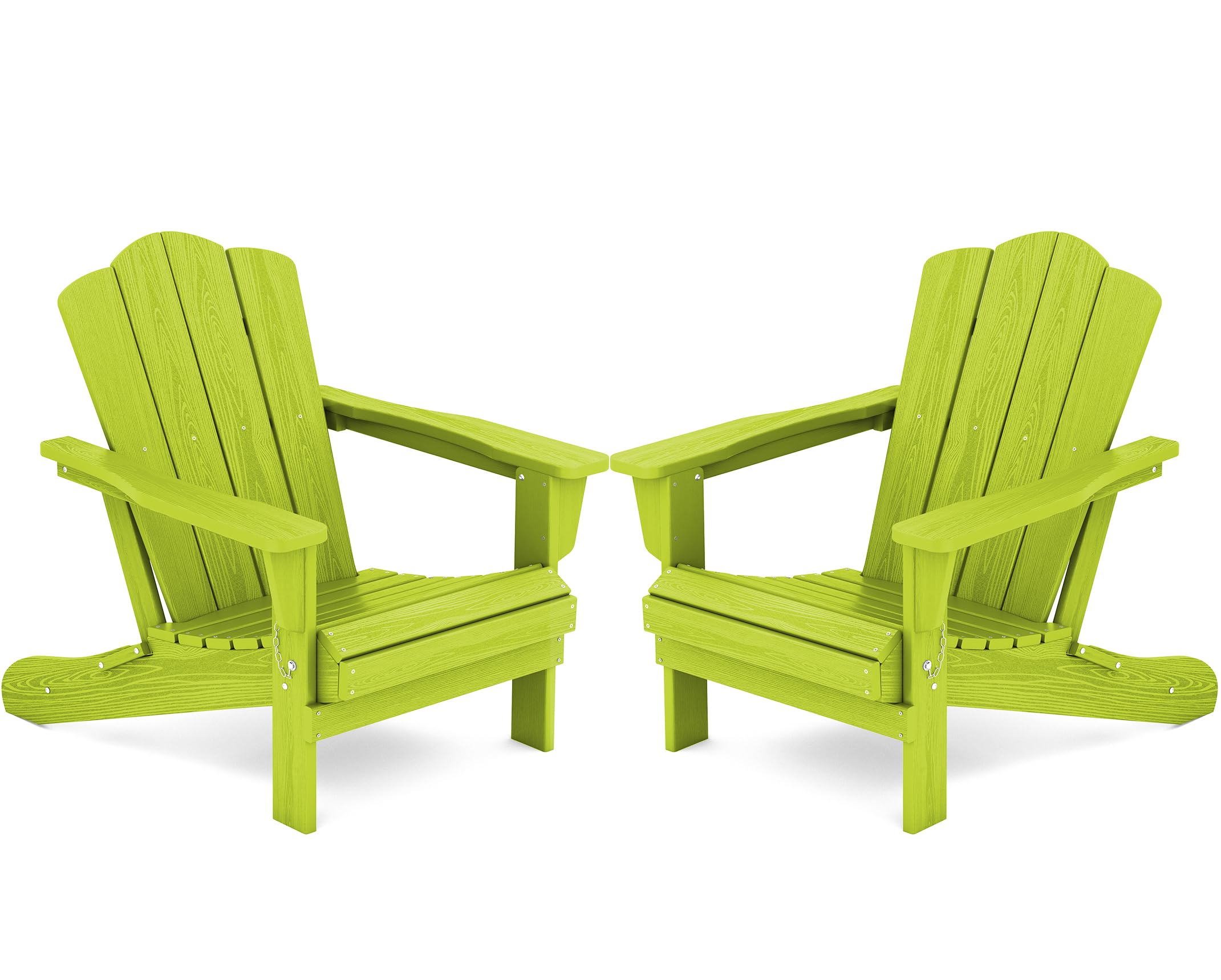 Kingyes Folding Adirondack Chair Set Of 2, Hdpe All-Weather Folding Adirondack Chair -Apple